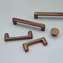 MFYS 6 Pack Walnut Wood Drawer Pulls Handes Rustic Cabinet Pulls Handles Wood Dresser Knob Kitchen Furniture Hardware (6, 3.78" Hole to Hole)