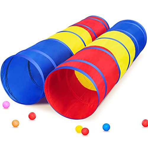 PigPigPen Kids Tunnel for Toddlers,Pop Up Play Tunnel Tent for Babies or Dogs, Indoor & Outdoor Toys for Kids Backyard Playset Classic 2 Pack Tunnels