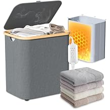 Towel Warmer & Laundry Basket 2-in-1, Foldable Towel Warmer for Bathroom with Removable Heating Bag, 20/40/60Mins Fast Heating, Auto Shut-Off, Fits 3 Large Towels Blankets, Ideal Xmas Gift