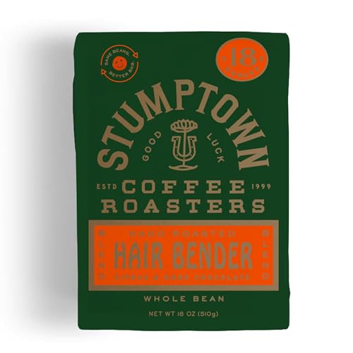 Stumptown Coffee Roasters, Medium Roast Whole Bean Coffee, 100% Arabica Coffee - Hair Bender 18 Ounce Bag with Flavor Notes of Citrus and Dark Chocolate
