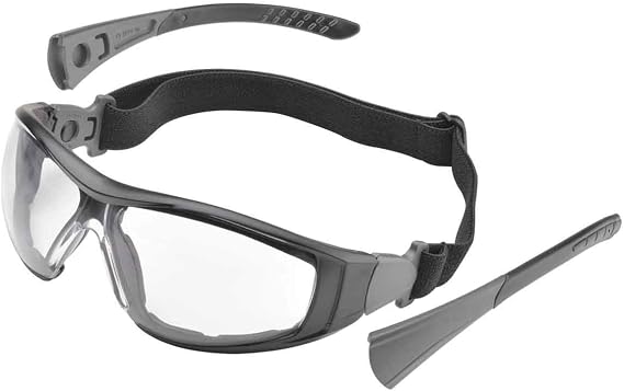 DeltaPlus Go-Specs II Anti-Fog Safety Glasses, Clear Lens (WELGG15CAF) | ANSI Compliant, SuperCoat Anti-Fog & Anti-Scratch, Adjustable Strap, Polycarbonate Monoblock Lens, Adjustable-Width Temples