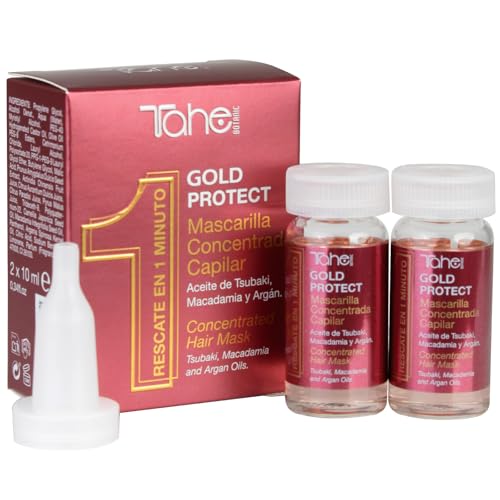 Tahe Gold Protect Concentrated Anti-Frizz Hair Mask with Natural Tsubaki, Macadamia, and Argan Oils, 2 x 10 ml. Pack of 3