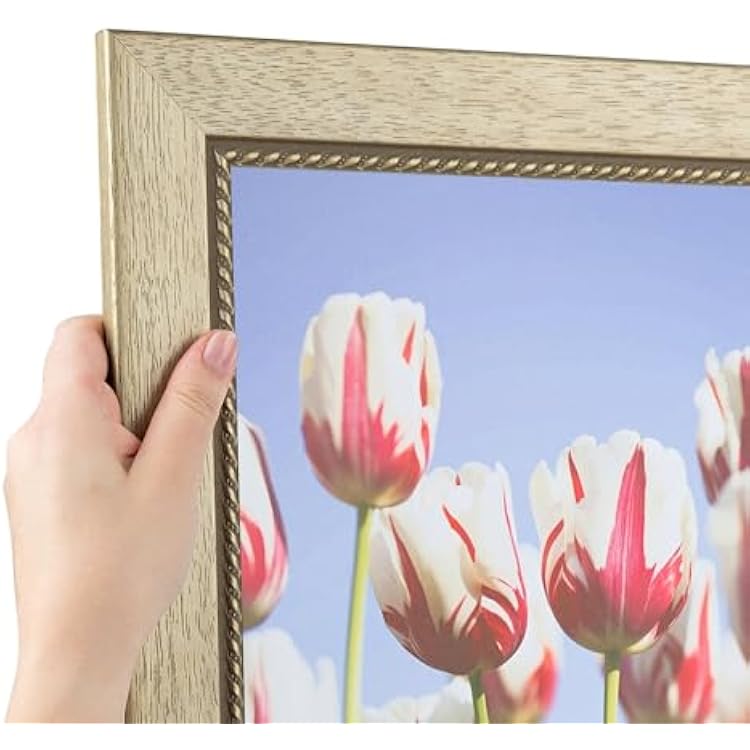 ArtToFrames 13x39 Inch Gold Picture Frame, This 1.75 Inch Custom Poster Frame is Metallic Gold with Ornate Detail -  with Economy Acrylic and Corrugated Backing 2WOMTM310-333-13x39