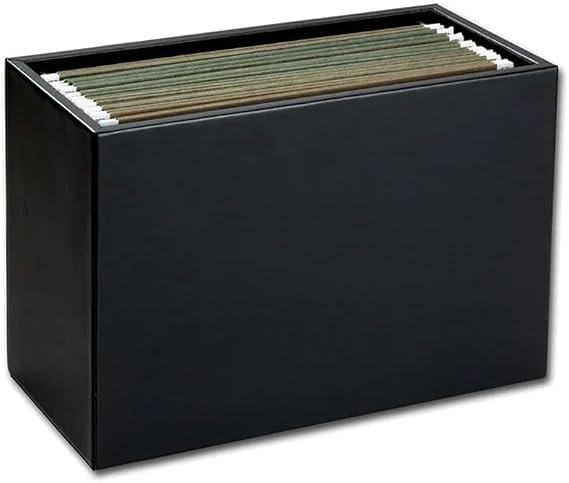 Classic Black Leather Hanging File Folder Box