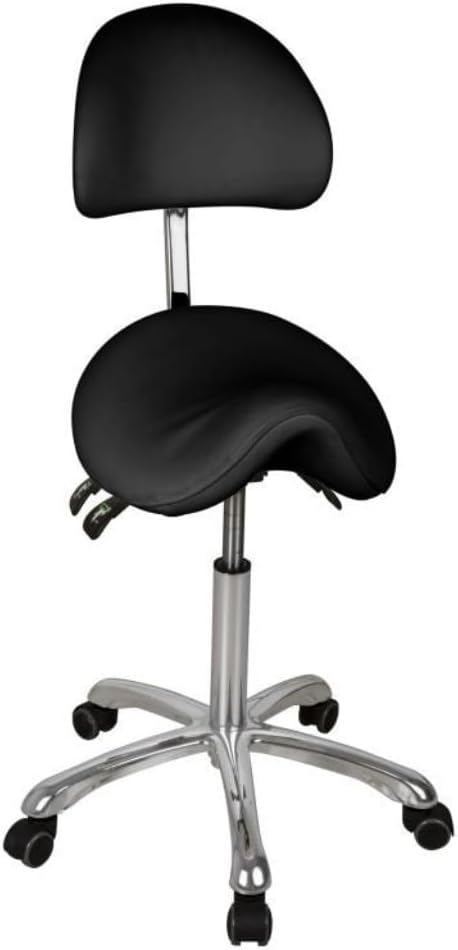 GreenLife Silverfox Saddle Rolling Stool with Backrest 1025A