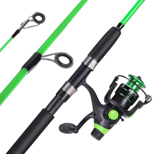Sougayilang Catfish Fishing Rod and Reel Combo, 2-Piece Spinning Combo, Durable Graphite & Glass Blanks Fishing Pole for Crappie