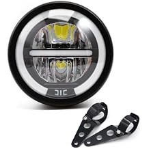 Motorcycle Headlight Assembly, Universal 6.3inch High Low Beam Head Lamp with bracket for Cafe Racer Bobber Chopper CG125 GN125