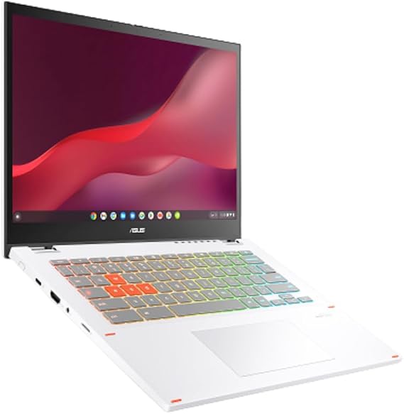 ASUS Chromebook Vibe CX34 Flip Cloud Gaming Laptop with Stylus, 14" 144 Hz Touch Display (1920x1200), Intel CoreTM i5-1235U Processor, 256GB SSD, 8GB RAM, ChromeOS, Pearl White, CX3401FBA-DH586T-S