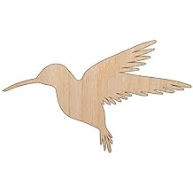Hummingbird Silhouette Unfinished Wood Shape Piece Cutout for DIY Craft Projects - 1/4 Inch Thick - 6.25 Inch Size