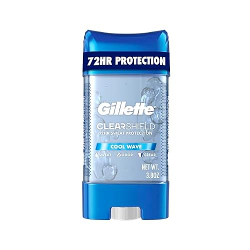 Gillette Antiperspirant and Deodorant for Men, 72hr Instant Sweat & Odor Protection, Long Lasting Freshness & Protection, Anti-White Mark Technology, Clear Gel, Cool Wave Scent, 3.8 oz