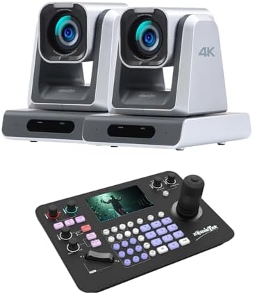 Zowietek ZowieKBD NDI PTZ Controller 5'' LCD Quad-Screen Automatic Camera Detection + ZowiePTZ PTZ Camera 18X Optical Zoom HDMI, USB Output , Live Streaming(2PCS)