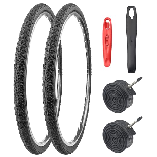 Road Bike Tire 700x42c 2 Pack with 2 Tubes Gravel Bike City Bike Tire Strong Grip Compatible Replacement Bicycle Tire for Bicycle Cruiser Bike Black