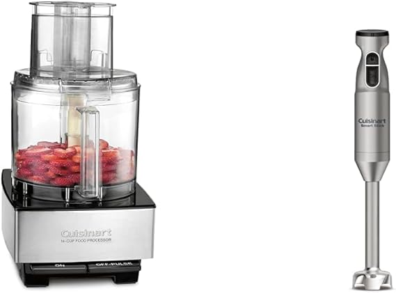 Cuisinart Food Processor 14-Cup Vegetable Chopper for Mincing, Dicing, Shredding, Puree & Hand Blender, Smart Stick 2-Speed Hand Blender- Powerful