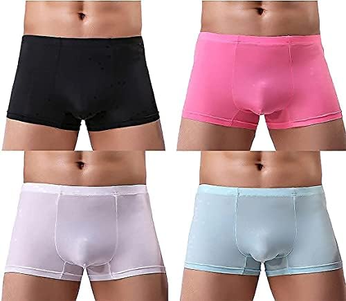 YuKaiChen Mens Trunks Underwear Silk Boxer Briefs Short Leg