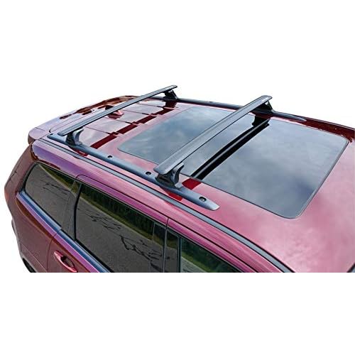 BRIGHTLINES Heavy Duty Anti-Theft Premium Aluminum Roof Bars Roof Rack Crossbars Compatible with 2011-2021 Jeep Grand Cherokee with Roof Black Plastic Moldings Black