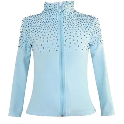 Figure Skating Jacket Fleece Lined Long Sleeve Pink Custom Fit with Rhinestones for Women and Kids