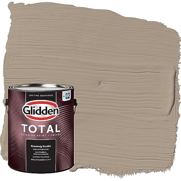 Glidden Total Exterior Paint & Primer All-in-One, DiversionBeige, Satin, 1 Gallon