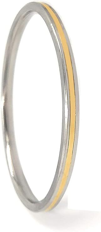 Will and Weaves Punjabi Sikh Stainless Steel Kada Steel Kara Sikhism Kakaar with Golden Line 2.6 inches Diameter Silver (GL9)
