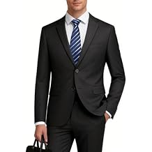 MOGU Suits for Men, 2 Piece Wool Suit with 2 Buttons Tuxedo Blazer Pants for Formal Events, Business