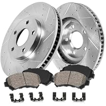 Callahan Brake Parts Front Brake Kit For Hyundai Veracruz 2007-12 - Drilled & Slotted Disc Rotors with Ceramic Brake Pads, EBYK041914
