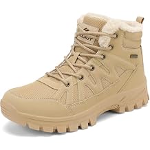FLARUT Mens Snow Boots Insulated Fur Liner Winter Warm Hiking Shoes Walking Sneaker