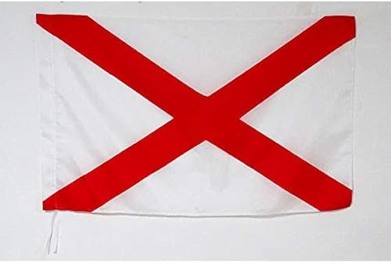 Racing White with red cross Flag 2' x 3' for a pole - race flags 60 x 90 cm - Banner 2x3 ft with hole - AZ FLAG