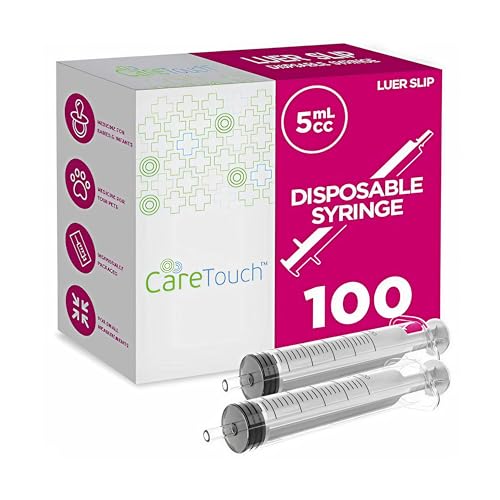 Care Touch CTSLS5e with Luer Slip Tip - 100 Sterile Syringes by Care Touch No Needle, Great for Dispensing Oral Medicine and Home Care