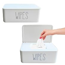 Moorfowl 2 Pack Baby Wipes Dispenser for Bathroom,7.28"L * 4.80"W *2.75"H,Flushable Butt Wipes Holder Container Refillable Wipes Box Sleek Funny Bathroom Decor(2 Black Wipes)