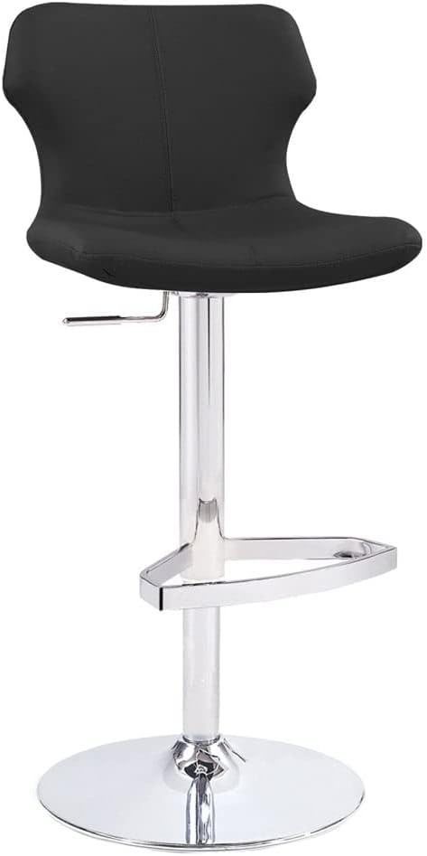 Zuri Furniture Modern Adjustable Leatherette Ellery Bar Stool with Chrome Base- Black