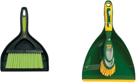 Pine-Sol Mini Dustpan and Brush Set | Nesting Snap-On Design | Portable, Compact Dust Pan and Hand Broom for Cleaning, Green & Dustpan and Brush Set | Nesting Snap-On Design