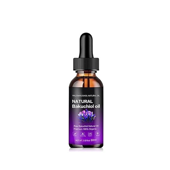 Natural Bakuchiol Oil, Premium 100% Organic Anti-Aging Facial Oil, 2.02 fl oz, for Sensitive, Aging, Acne-Prone Skin, Reduces Fine Lines, Improves Texture