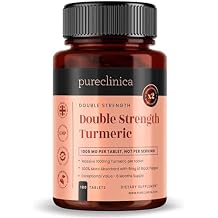 Double Strength Turmeric - Massive 1000mg x 180 Tablets - 200% More Turmeric and Natural Levels of the Potent Curcumin per Tablet - with 5mg Black Pepper Extract for 300% Increased Absorption