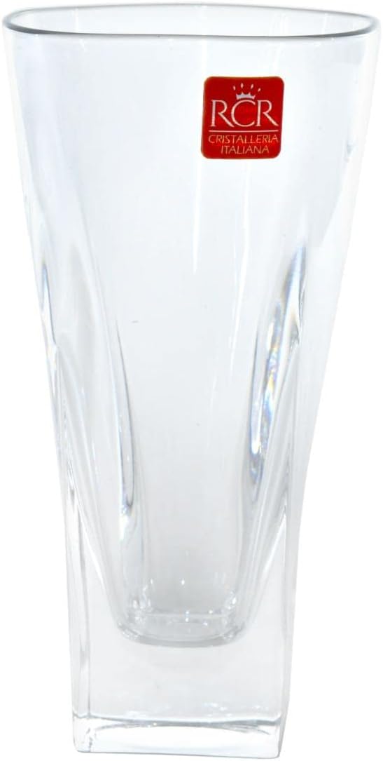 RCR Crystal 6 Piece Fusion Highball Glasses, Decorated - Modern Cut Glass Cocktail Glasses - 380ml