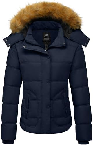 wantdo Womens Hooded Winter Coat Thicken Quilted Puffer Jacket Warm Parka