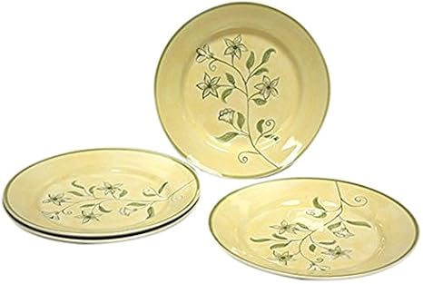 Hues & Brews 4 Piece Flora Ceramic Plate Set