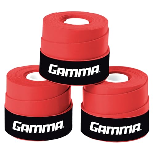 Gamma Sports Supreme Overgrip for Tennis, Pickleball, Squash, Badminton, and Racquetball Racquets, 3-Pack, Red