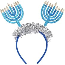 QDTK Hanukkah Headband Glitter Blue Menorah Hair Bands Chanukah Hair Accessories for Women Girls Hanukkah Festive Party Favors Supplies