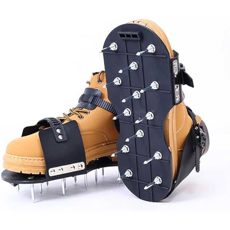 Lawn Aerator Shoes for Grass, Adjustable Heavy Duty Spiked Aerating Sandals for Lawn Yard Patio Garden, Grass Aeration Spikes Tools,Buckle