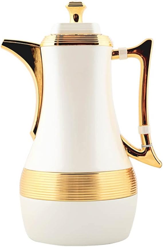 Thermal Vacuum Carafe with Glass Liner,1L Carafe Thermal Pitcher with Lid,Double-Wall Thermal Carafe Coffee Pot,Vacuum Insulated Coffee Pot Carafe Server for Coffee Juice ( Color : White , Size : 1L )
