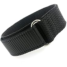 Tech Swiss Watch Band Nylon One Piece Wrap Sport Strap Black Adjustable Hook and Loop 18 millimeter