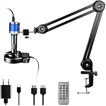 HDMI Digital Microscope, 48MP 4K 1080P HDMI/USB Industrial Camera Magnifier, with 150X HD Lens, LED Ring Light, Flexible Arm, for Observation/Soldering/Electronic Repairs