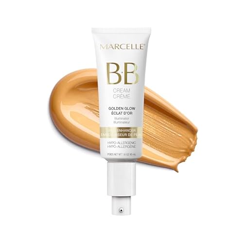 Marcelle BB Cream Golden Glow, Universal Shade, Tinted Moisturizer, Skin Enhancer, Illuminator, Beauty Balm, Non-Comedogenic, Paraben-Free, Oil-Free, Hypoallergenic, Cruelty-Free, 1.5 fl oz