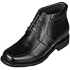 CALTO Men's Invisible Height Increasing Elevator Shoes - Black Premium Leather Lace-up Square-toe Ankle Boots - 3.2 Inches Taller - G9905 - Size 6 D(M) US