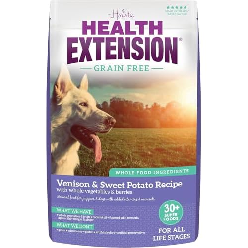 Health Extension Grain Free Venison & Sweet Potato Dry Dog Food - 30 Superfoods and Probiotics for All Life Stages 4 lb