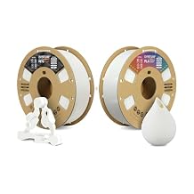 OVERTURE 3D Printer Filament 2kg, PETG Filament and PLA Filament Fit Most FDM 3D Printers, 1kg per Spool, Pack of 2, PETG White+PLA White