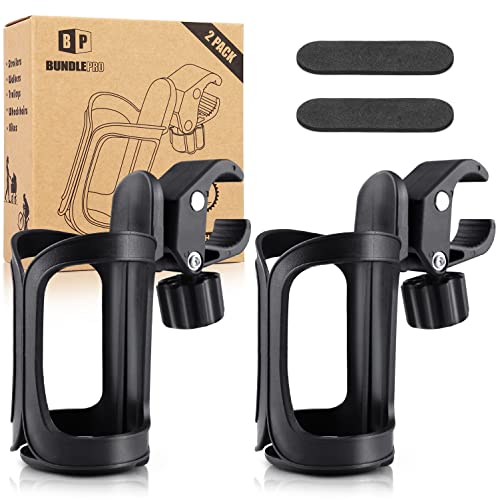 Pack of 2 Pram Cup Holder,Universal Stroller Cup Holders,Adjustable Pushchair Bottle Organizer for Bikes, Trolleys,Walkers and Wheelchairs