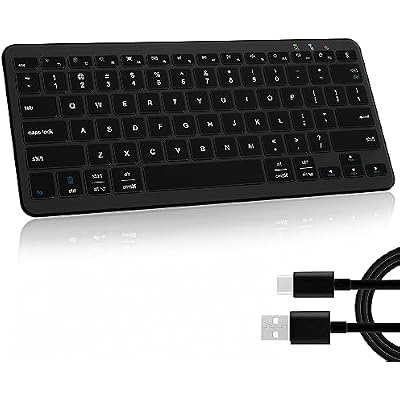 Bluetooth Keyboard, Ultra-Slim Wireless Keyboard for iPad, Rechargeable Ergonomic Computer Keyboard for iOS, Android, Windows PC Tablets Phone, Black