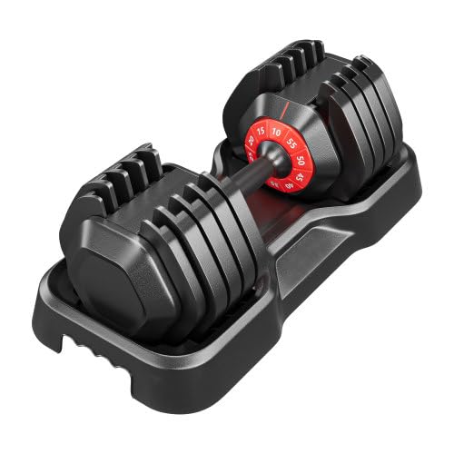 Adjustable Dumbbell Set,55lb Free Weight Dumbbells, 10 in 1, Quick Adjust Weight Set with Non-slip Handles and Tray, Dumbbells for Home Gym Exercise Strength Training, Unisex