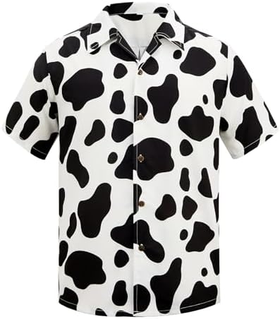 Zando Mens Funny Hawaiian Shirt - Novelty Animal Print Button Down Short Sleeve Tropical Shirts for Beach, Vacation and Party