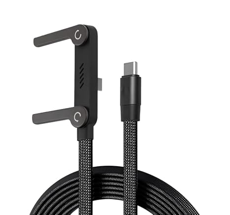 2-in-1 Invisible Holder Charger Cable, 240W Fast Charging Cord with Built-in Foldable Phone Stand, 5ft Charger Braided Cable with Folding Phone Stand for Smartphones/Tablets